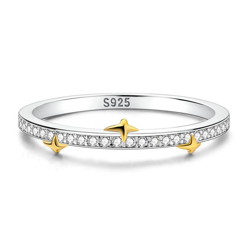 Dainty Star Accent Pavé Band Ring