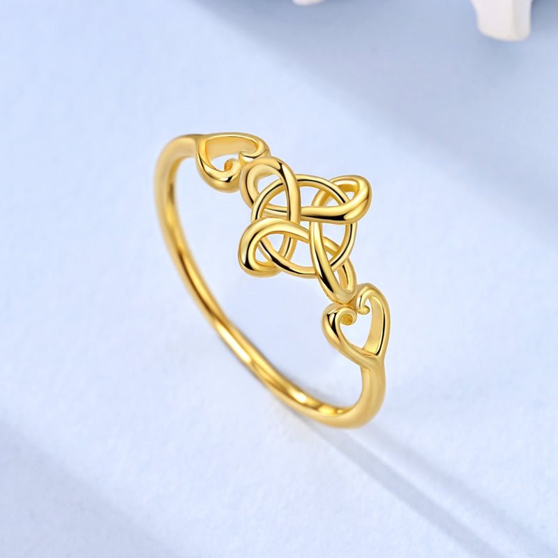 Golden Celtic Heart Knot Ring