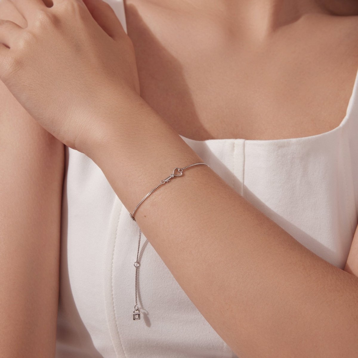 Heart Key Link Bracelet