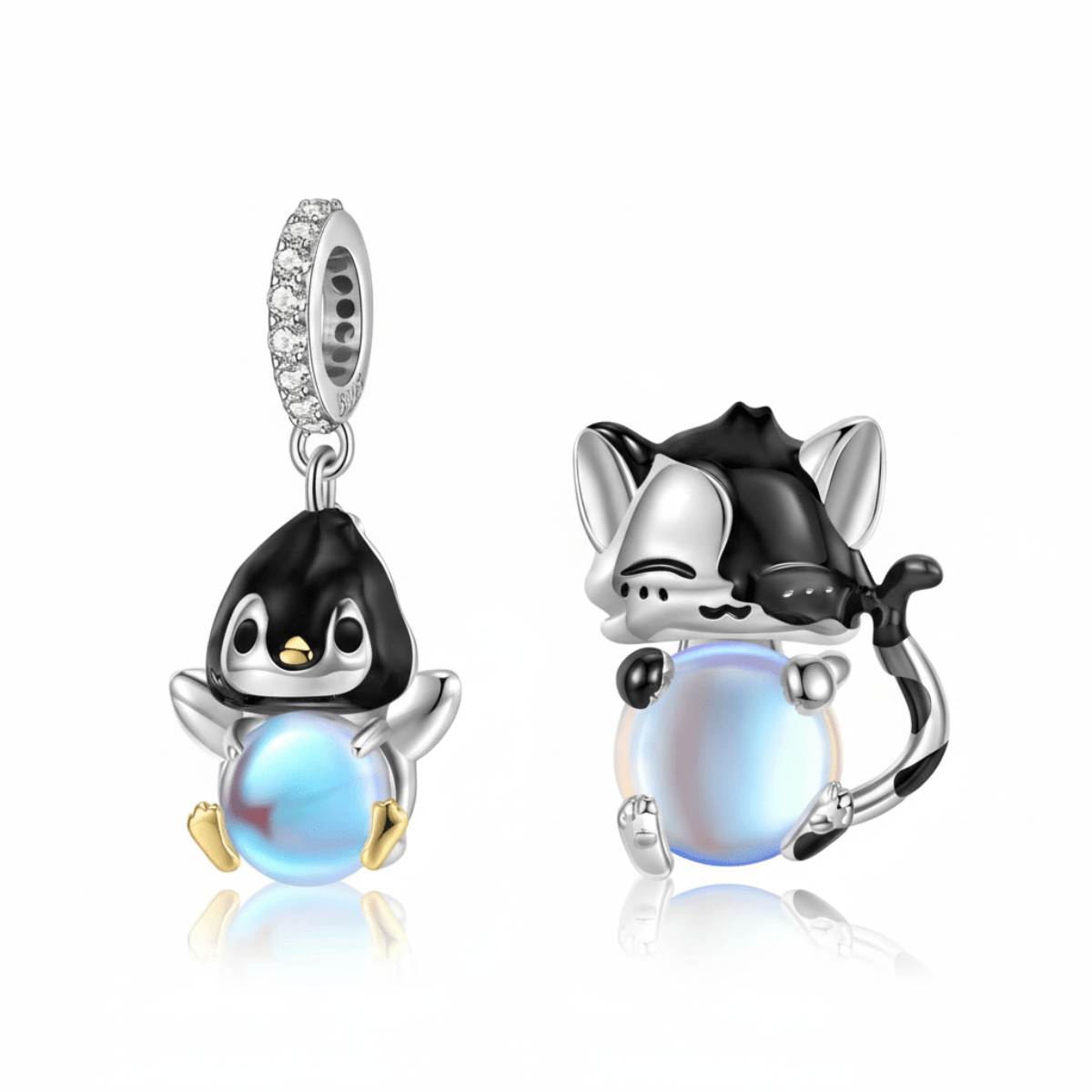 Penguin & Cat Glow Charm Duo