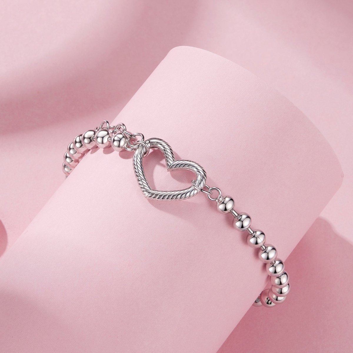 Silver Heart Beaded Bracelet