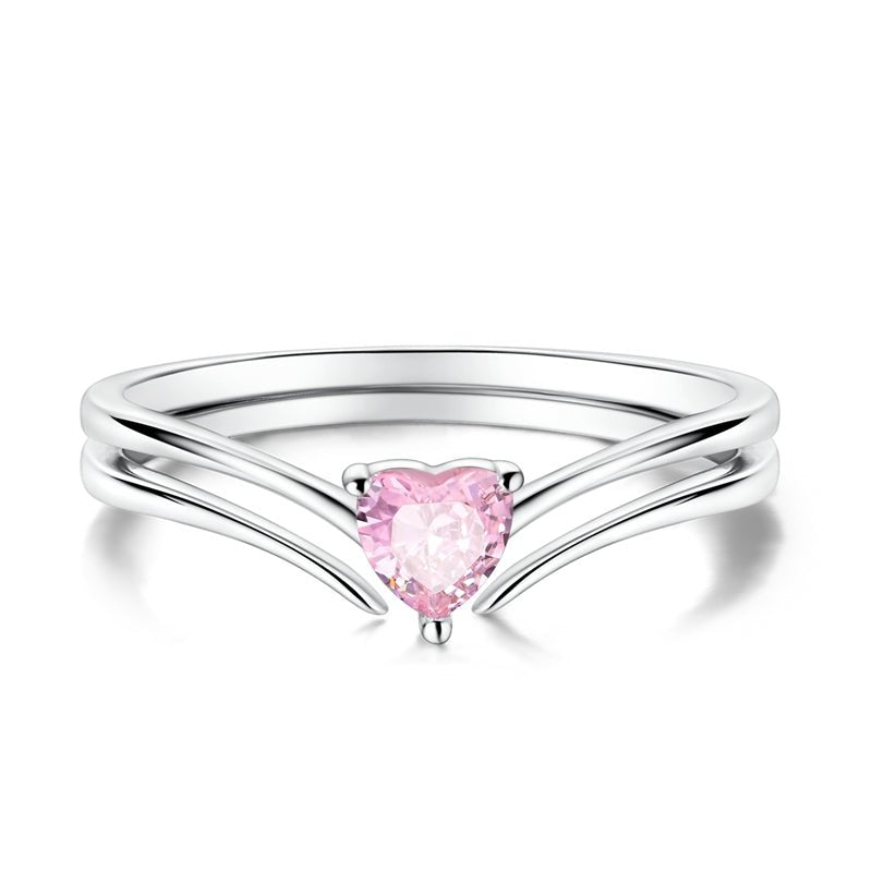Sparkling Pink Heart Solitaire Ring