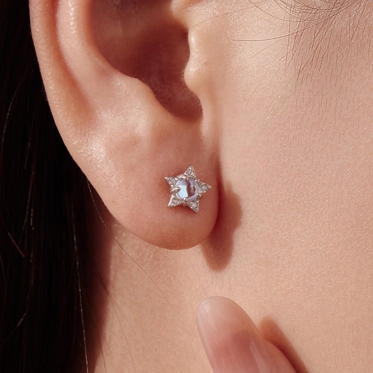 Starlit Moonbeam Opal Stud Earrings