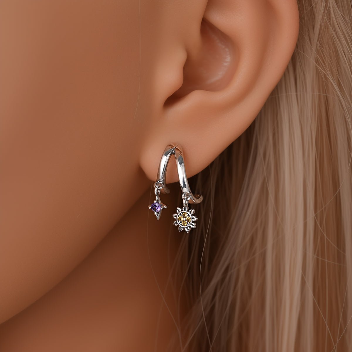 Sun & Moon Hoop Earrings