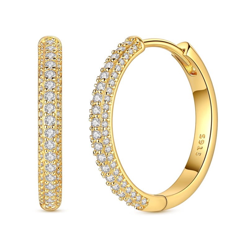 Triple Row Sparkling Gold Hoop Earrings