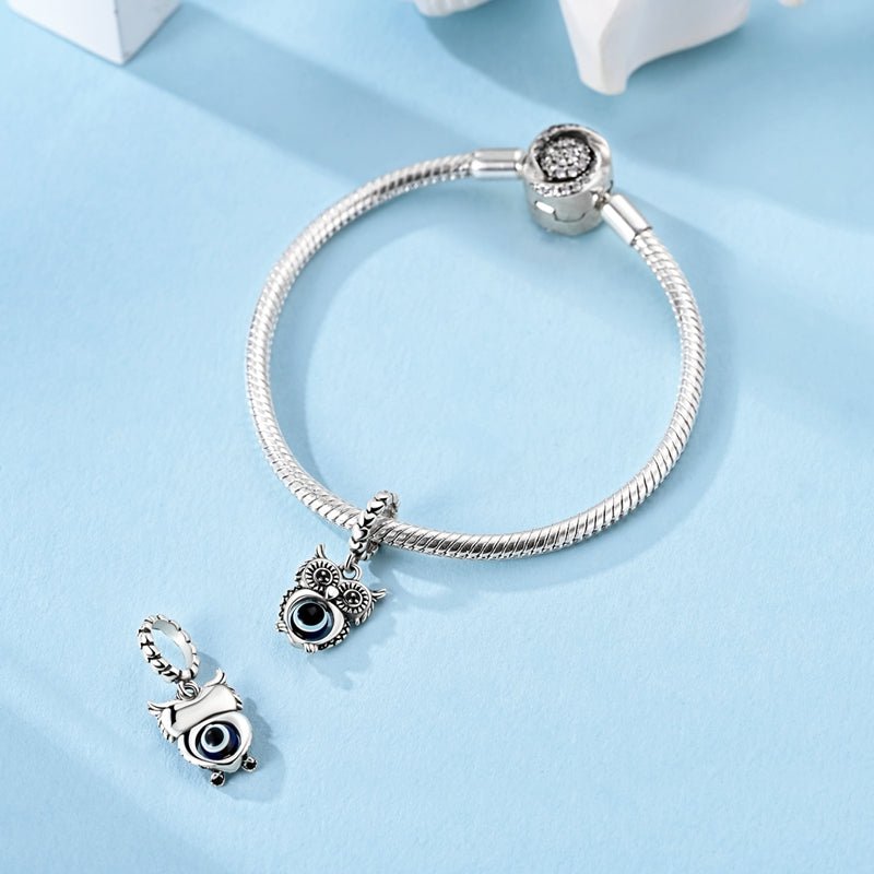 Wise Owl with Evil Eye Dangle Charm