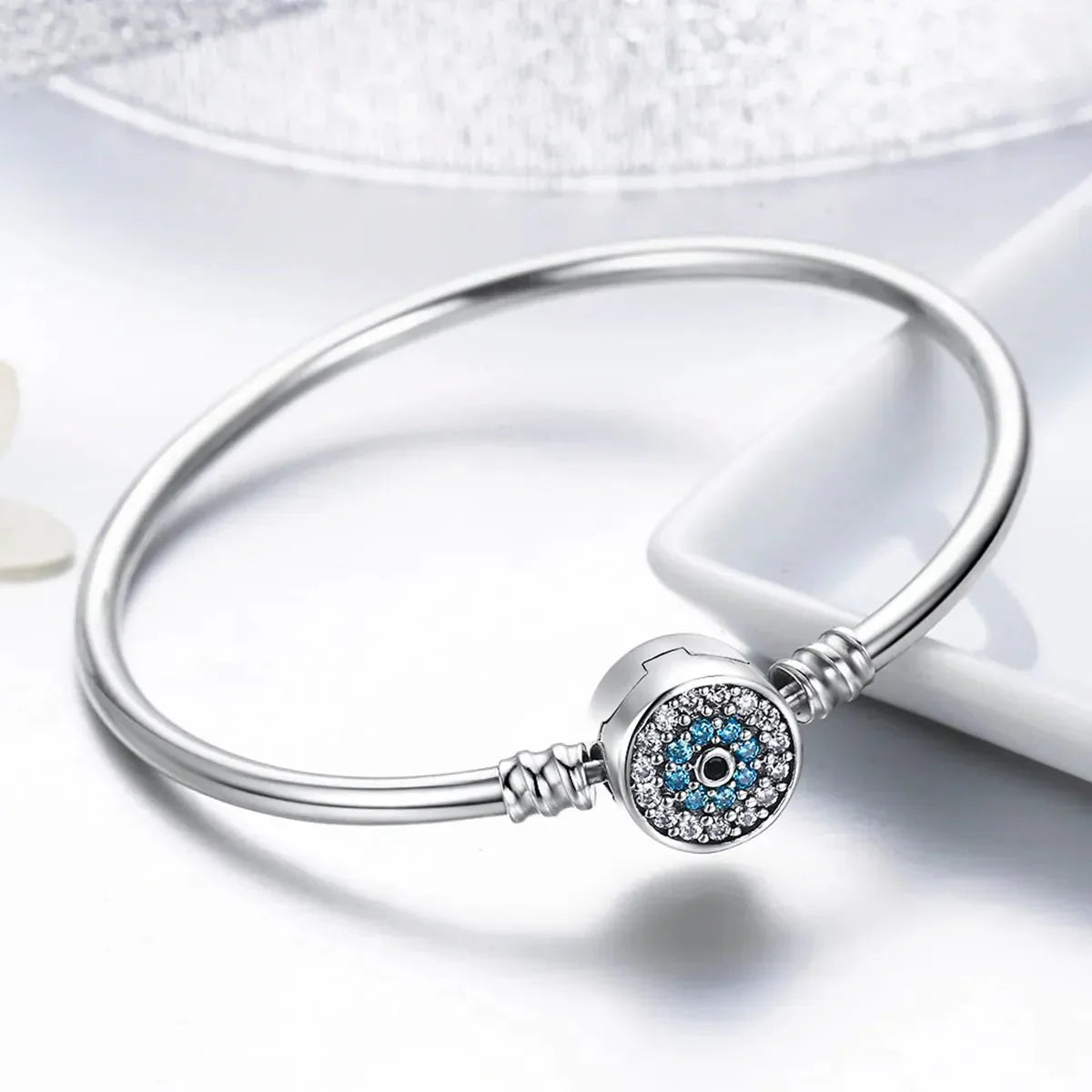 Evil Eye Pavé Charm Bangle