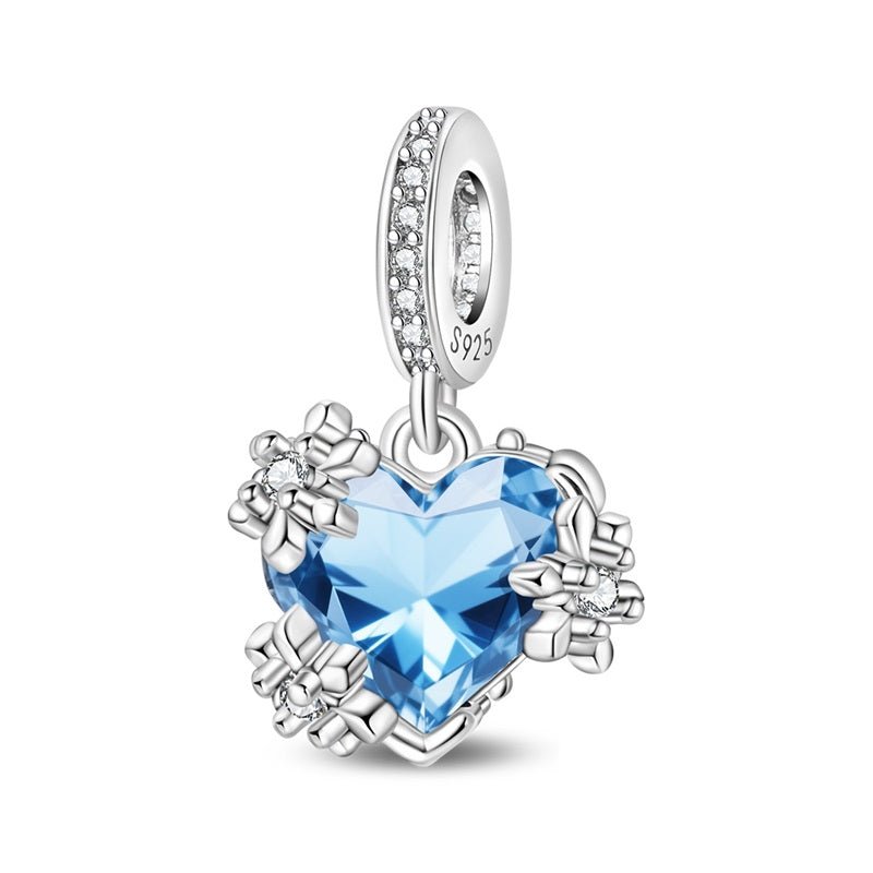 Frozen Heart Snowflake Dangle Charm