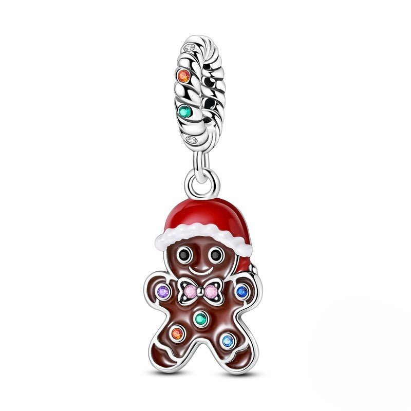 Gingerbread Man with Santa Hat Dangle Charm