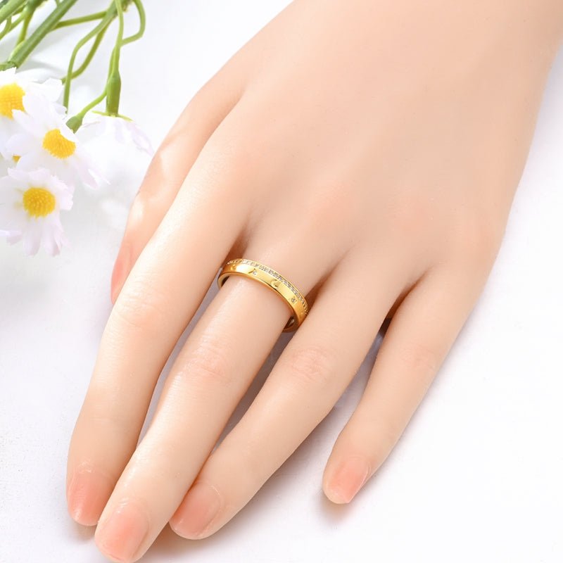Golden Moon & Star Sparkle Band Ring