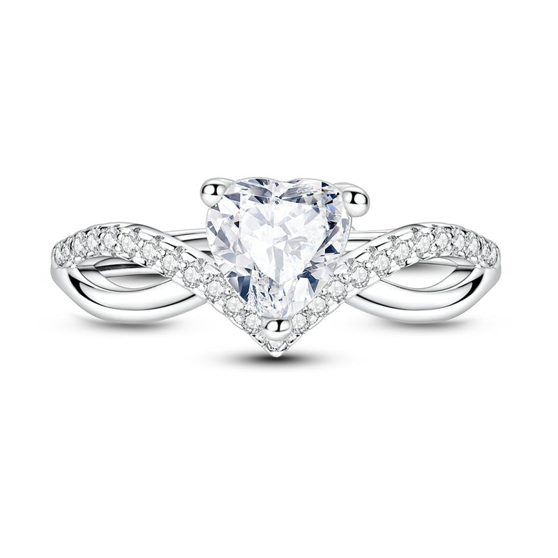 Heart-Shaped Solitaire Crystal Ring