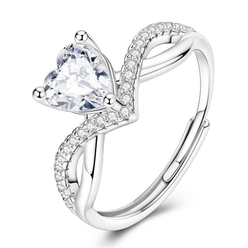 Heart-Shaped Solitaire Crystal Ring