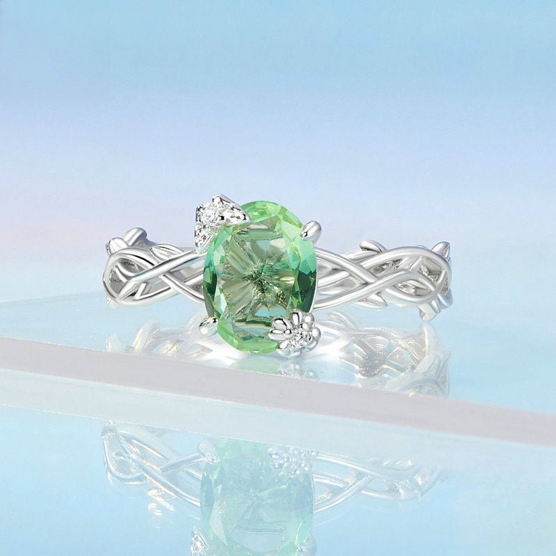 Mint Whisper Gemstone Vine Ring