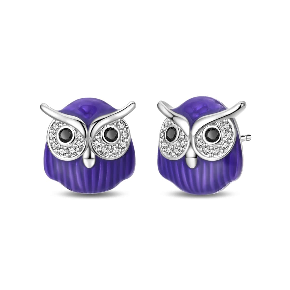 Mystical Night Owl Crystal Stud Earrings