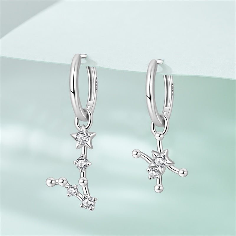Pisces Constellation Zodiac Hoop Earrings