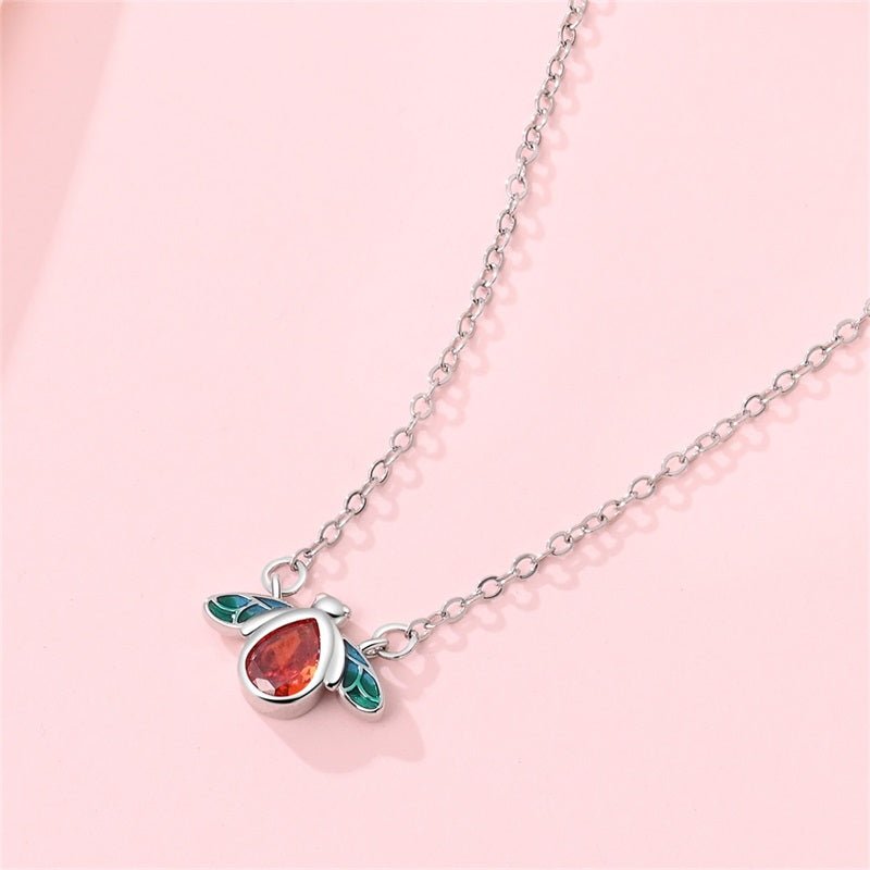 Red & Blue Enamel Bee Necklace