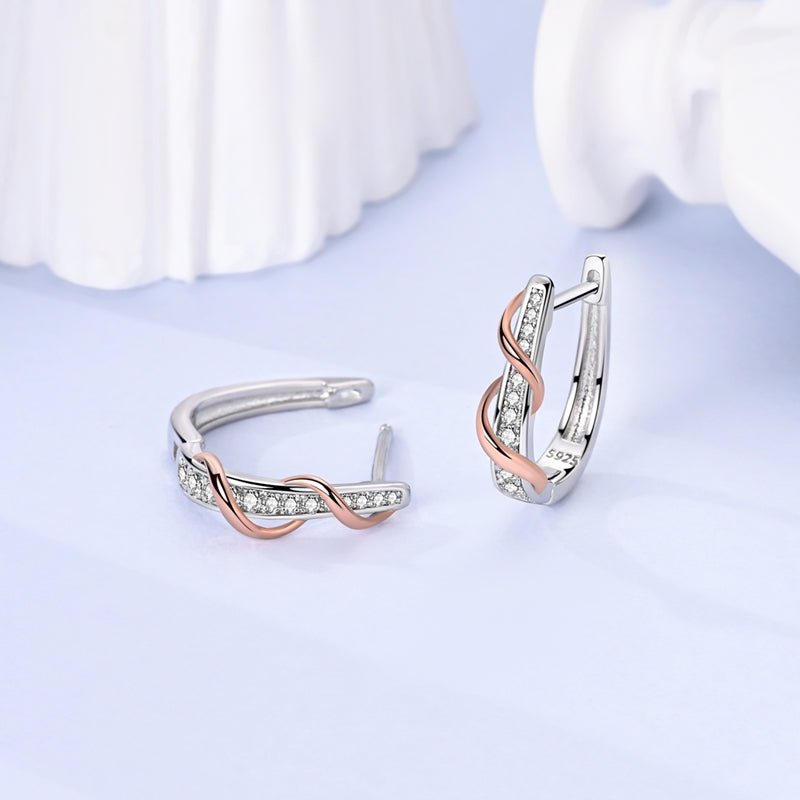 Rose Gold & Silver Twisted Hoop Earrings