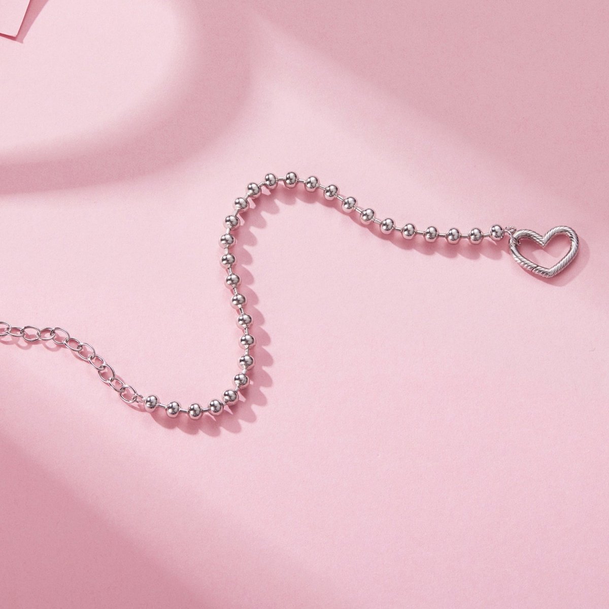 Silver Heart Beaded Bracelet