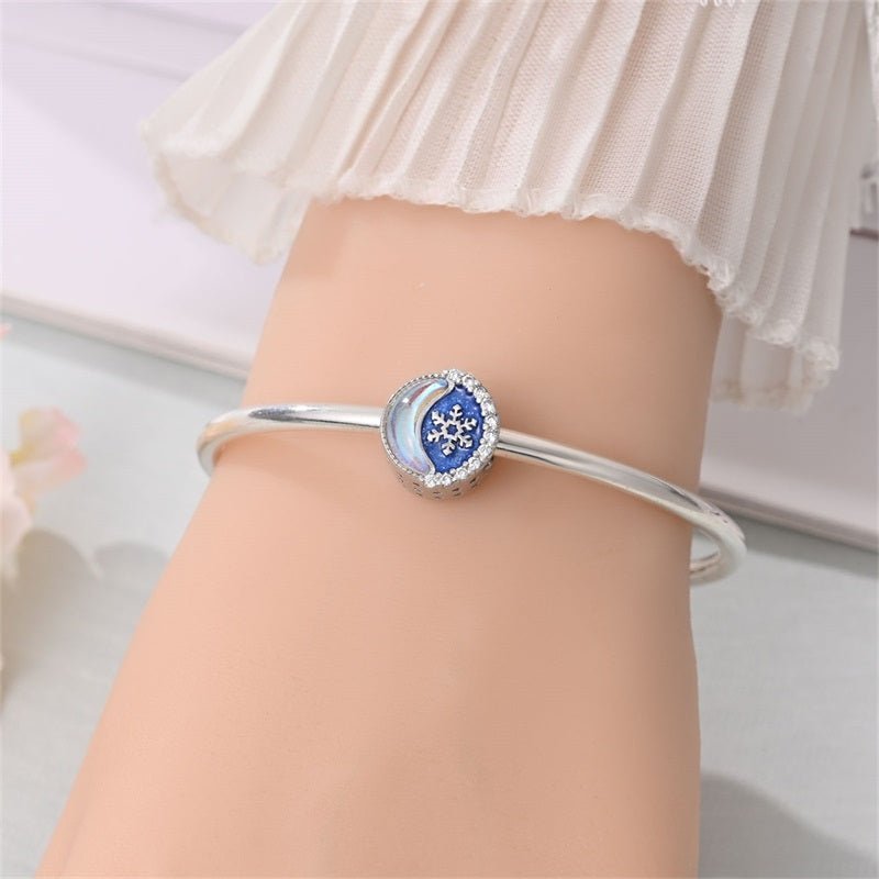Snowflake & Crescent Moon Winter Charm