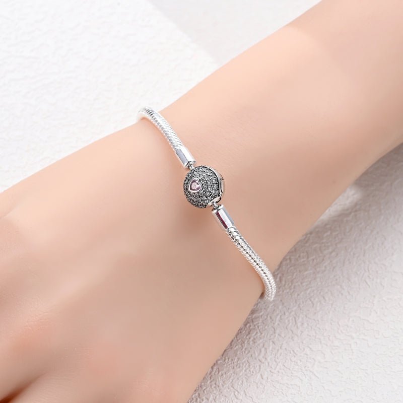 Sparkling Pink Heart Charm Bracelet