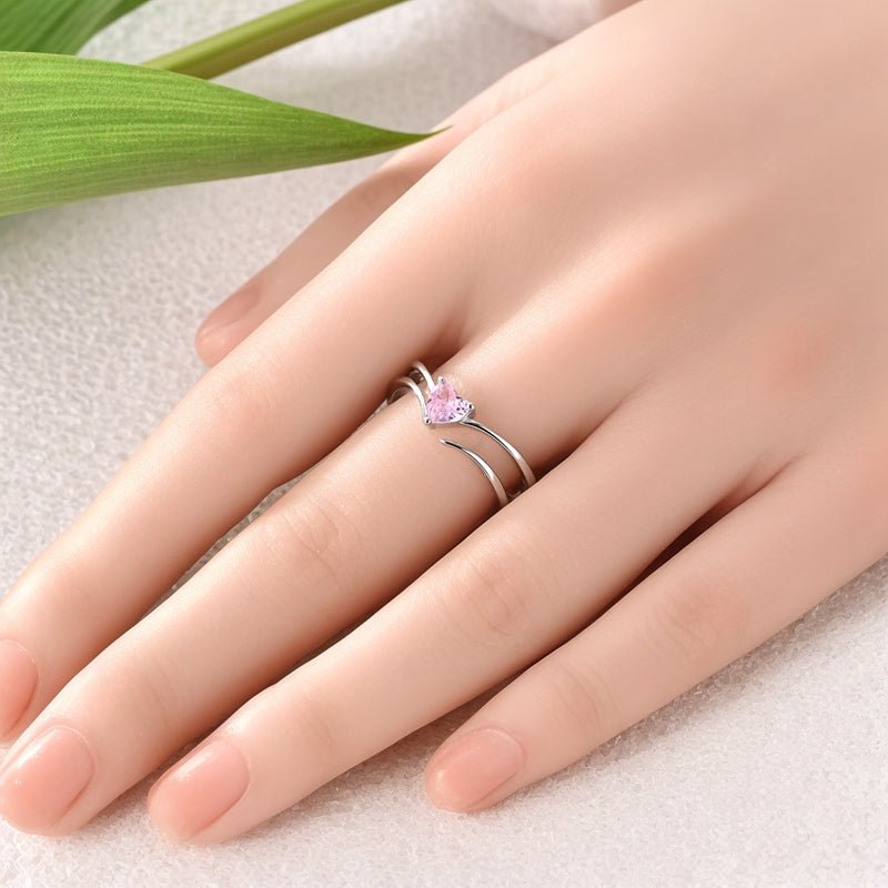 Sparkling Pink Heart Solitaire Ring