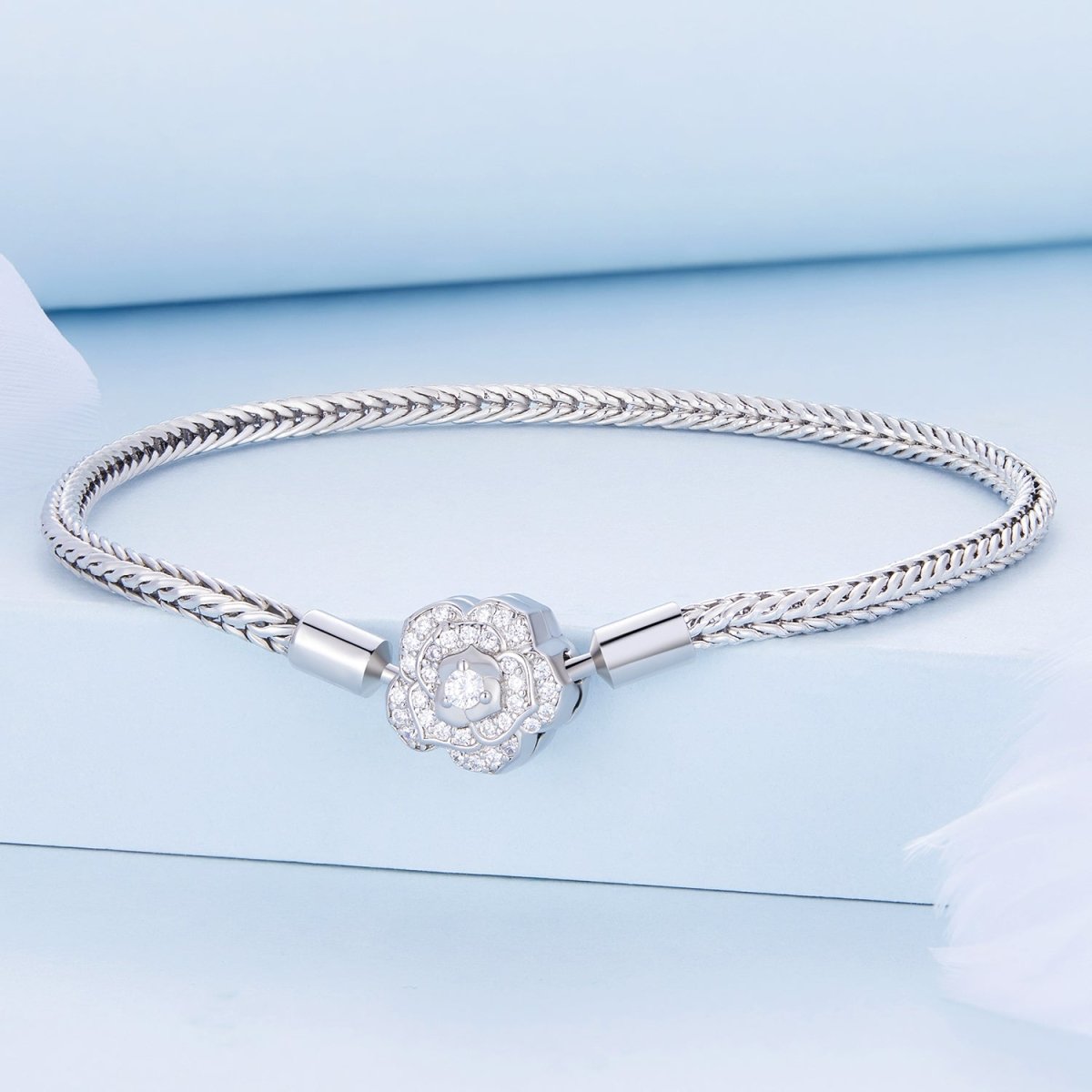 Sparkling Rose Blossom Charm Bracelet