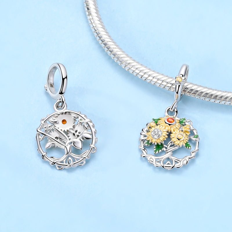 Sunflower Garden Wreath Dangle Charm