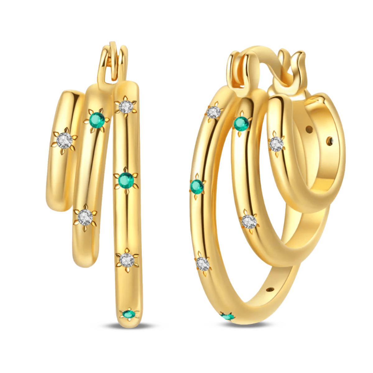 Triple-Layered Gold Hoop Earrings