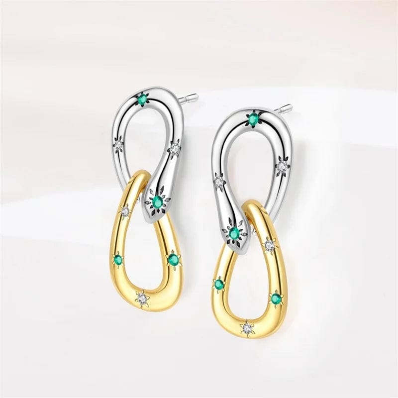 Two-Tone Linked Hoop Earrings