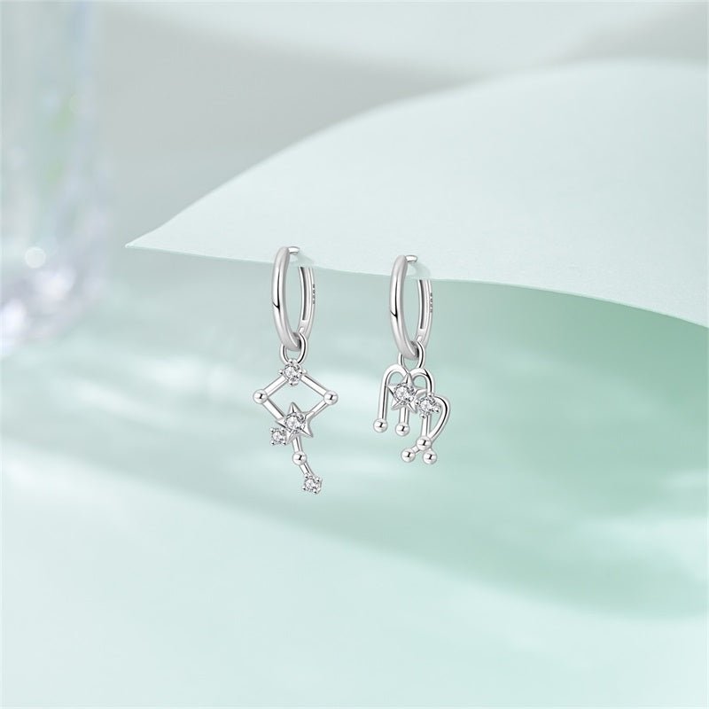 Virgo Constellation Zodiac Hoop Earrings
