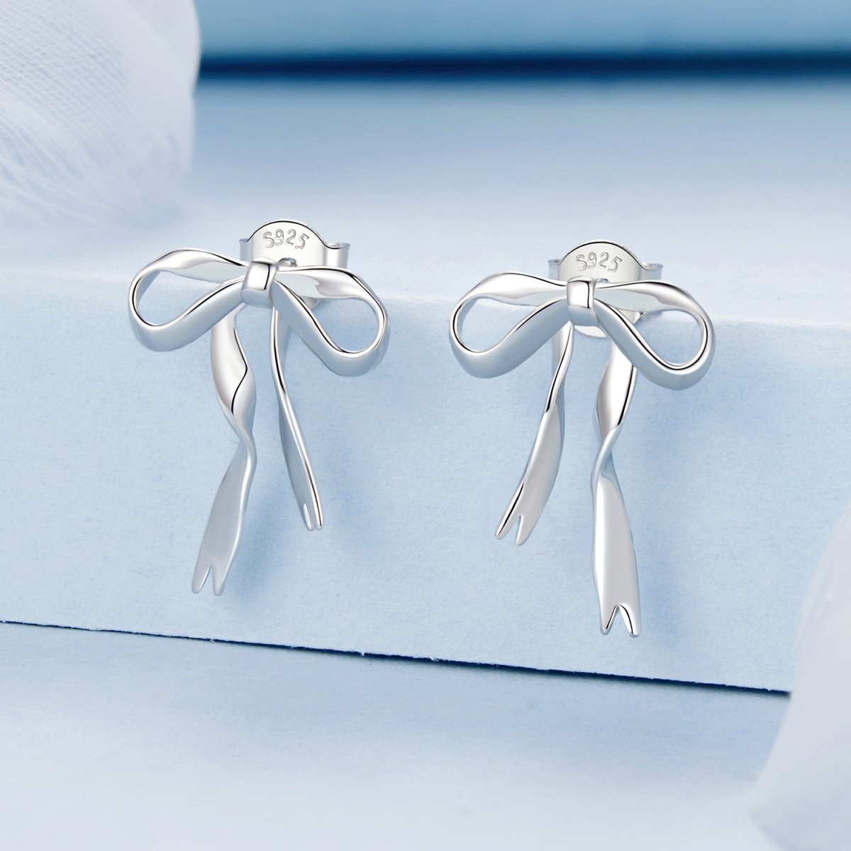 Whispering Ribbon Bow Stud Earrings
